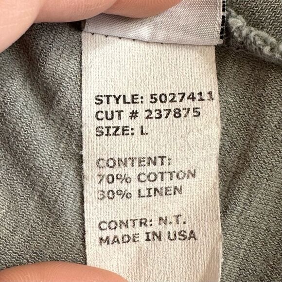 Cut Loose Linen Blend Heathered Gray 3/4 Sleeves Tee, Sz Large - Picture 10 of 11